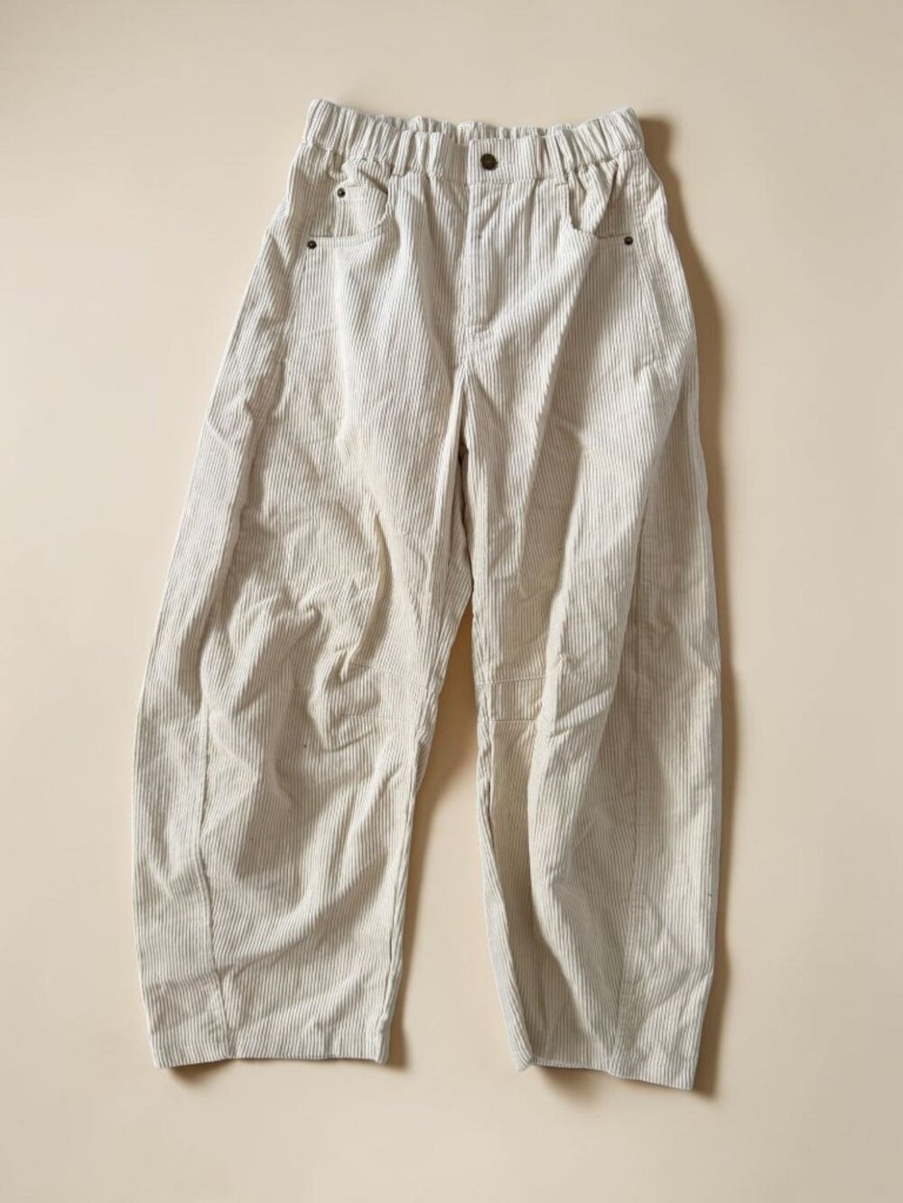 CREAM Corduroy Pull On Wide Leg Crop Pants Size L NEW NWT